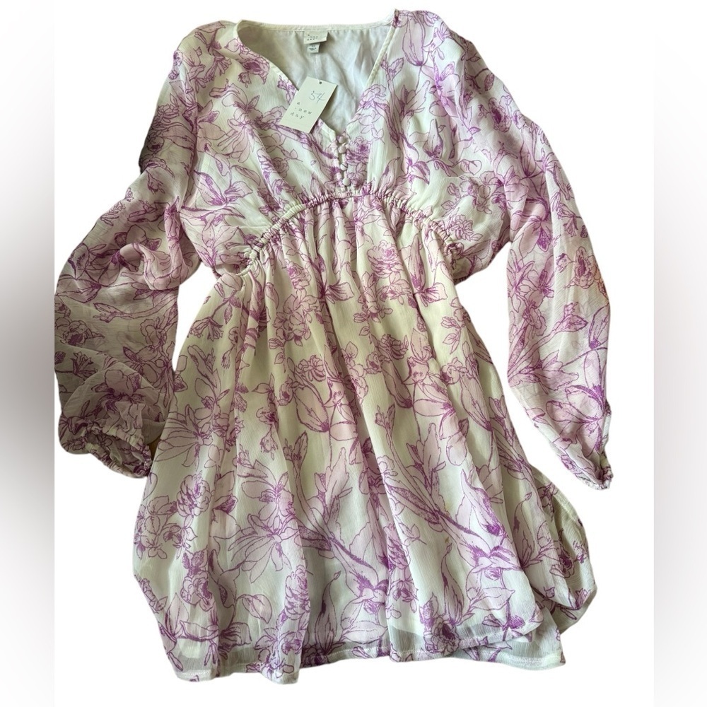 A New Day white purple floral dress
